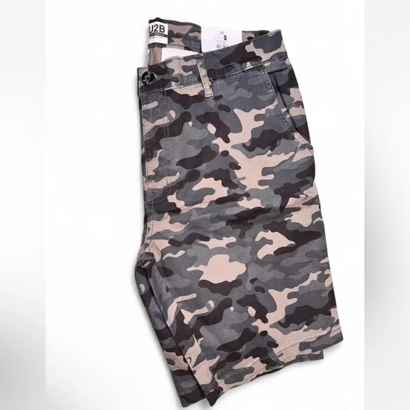 U2B Men's Cargo Shorts - Black and Gray Camo - Picture 4 of 4
